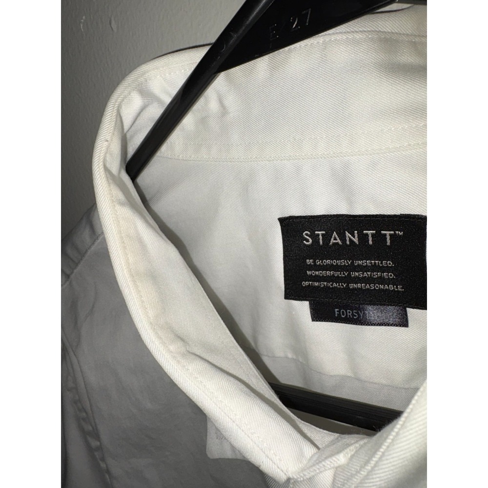 Stantt Forsyth White Button Down Shirt Mens Medium Cotton Dress Shirt - Picture 8 of 8